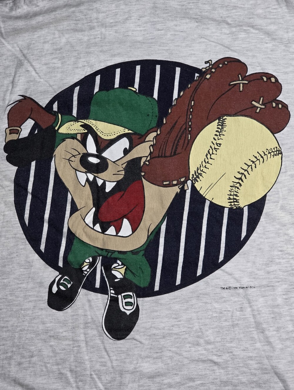 Looney Tunes Men's Vintage '96 Pinestriped Single Stitch Baseball Shirt Sz XL